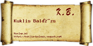 Kuklis Balázs névjegykártya