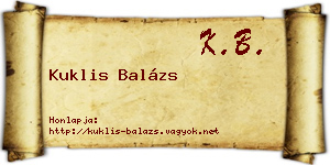 Kuklis Balázs névjegykártya